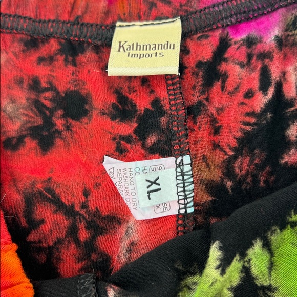Kathmandu Imports Colorful Tie-Dye Super Wide-Leg Pants hippie psychedelic XL - Picture 5 of 11